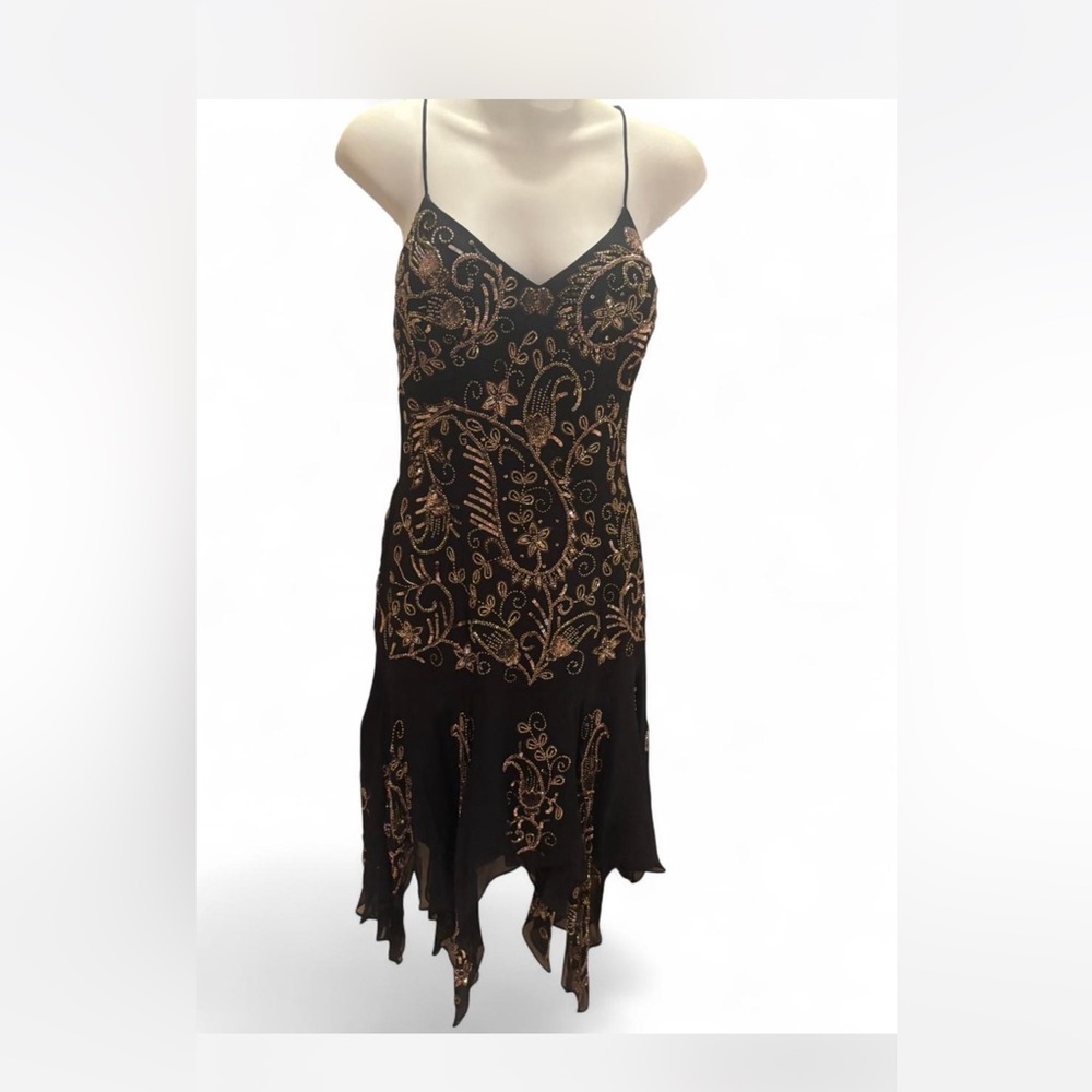 Sean Collection Black Dress with Gold Embroidery